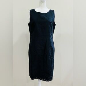 Bloomingdales‎ 100% Silk Sheath Dress Womens 10 Black  Sleeveless Lined Career